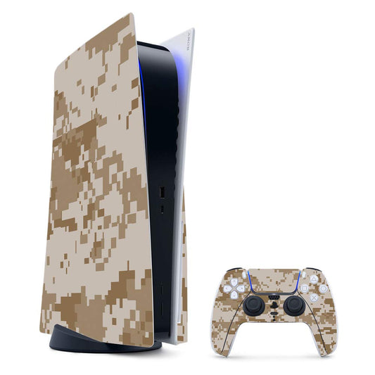 MightySkins Gaming Skin for PS5 / Playstation 5 Bundle - Desert Camo | Protective Viny wrap | Easy to Apply and Change Style | Made in The USA