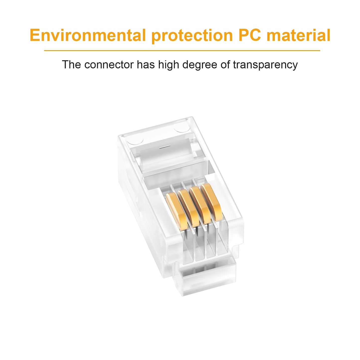 Uvital 100 Pack RJ9 4P4C 4P2C Plug, Standard Telephone Handset Modular Plugs Male Connectors Transparent Color Jack Crimp End Crimper
