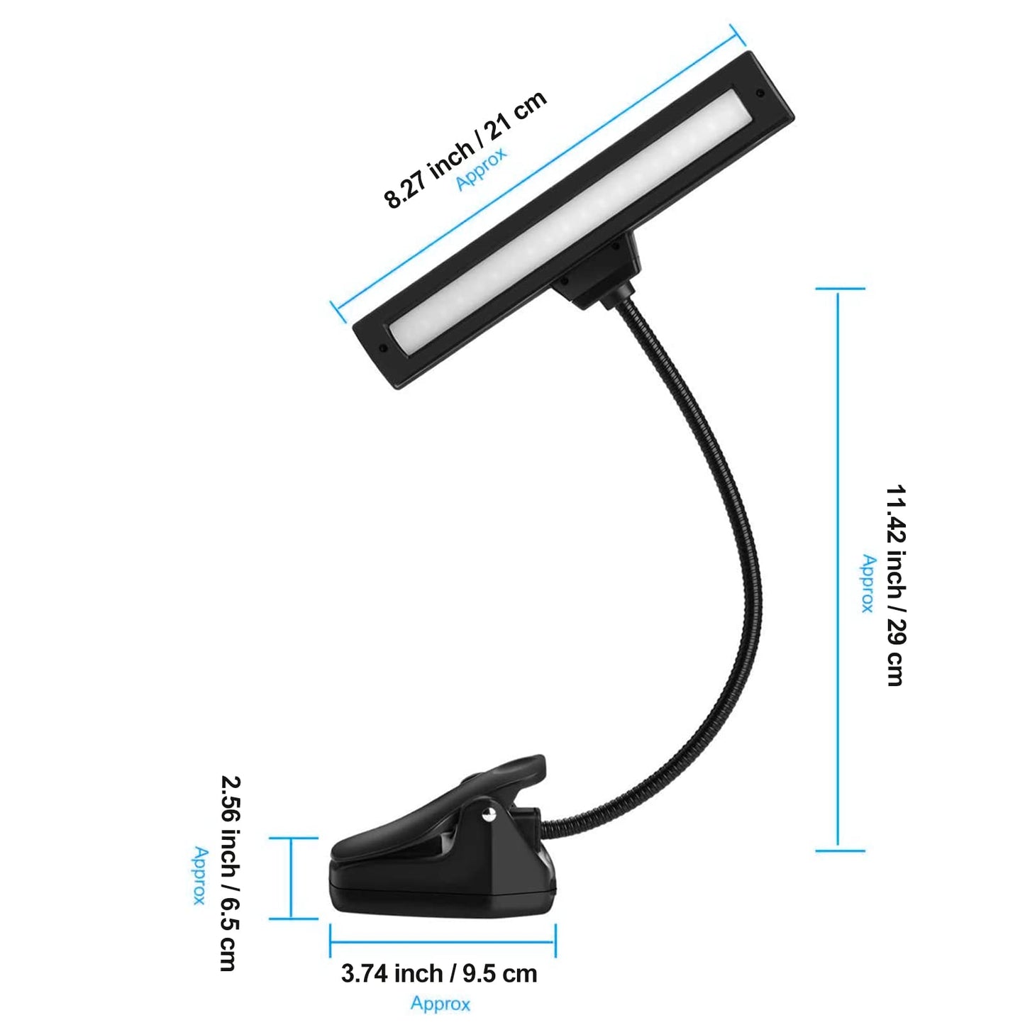 Rechargeable Music Stand Light, 19 LEDs Clip On Reading Light - 3 Level Brightness Settings, 3 Color Temperature Optional (Warm/Cool White/Natural
