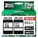 SAILNER 901XL Black Ink Cartridges(2-Pack) Remanufactured Ink for HP 901 901XL Ink Cartridges Work for HP Officejet 4500 J4524 J4540 J4550 J4580 J4624