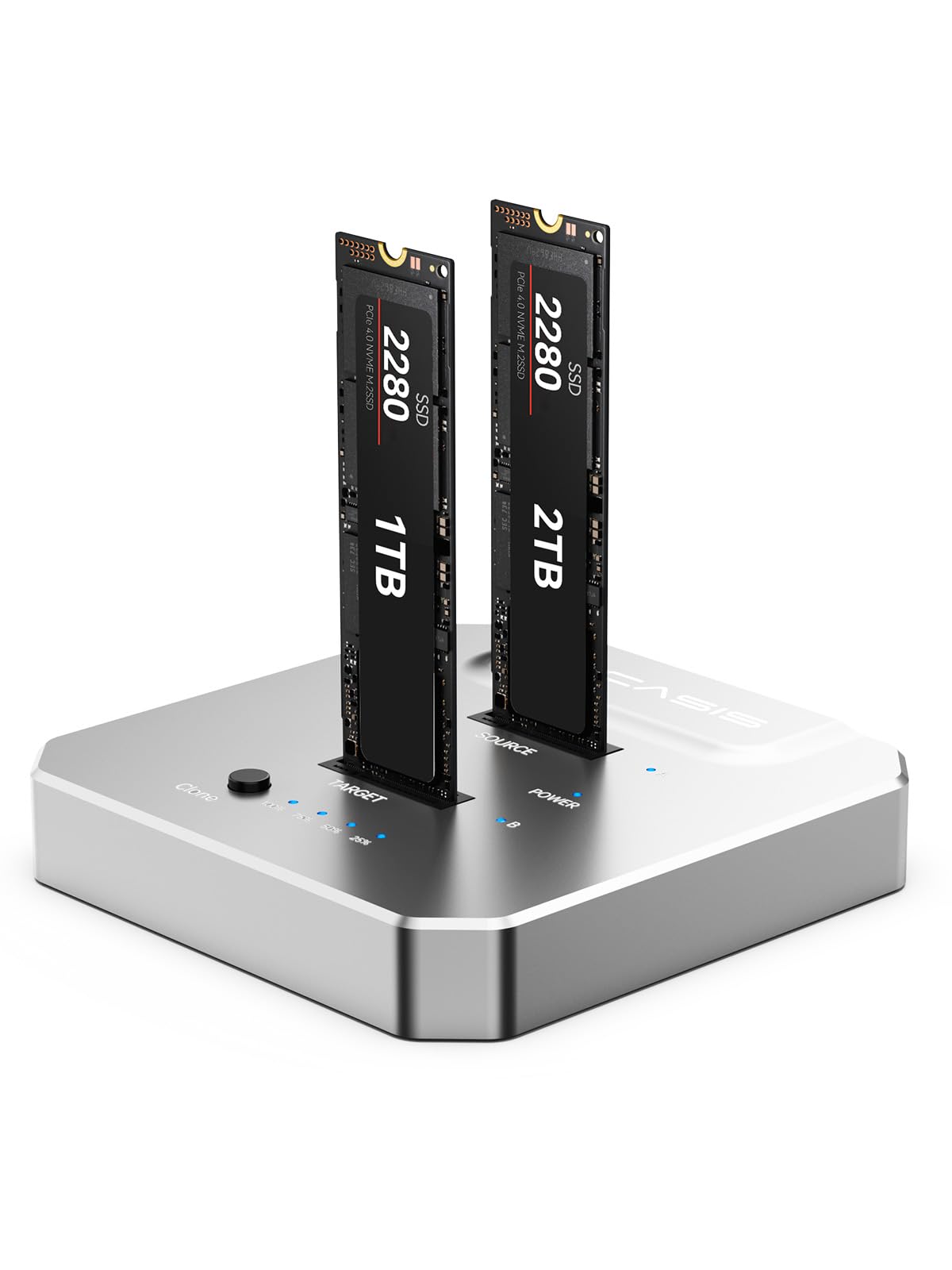 ACASIS 20Gbps M.2 NVMe SSD Cloner & Docking Station, Dual-Bay Offline Duplicator with Aluminum Heat Dissipation Enclosure, Tool-Free USB Adapter for M