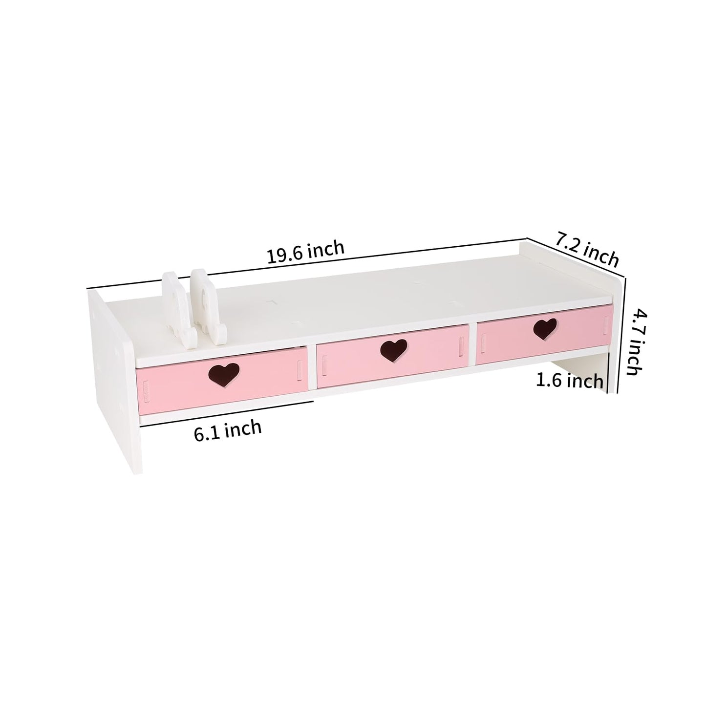 CONKAWACA Cute Monitor Stand Kawaii Desk Organizer Cute Desk Organizer with Drawers Monitor Riser Computer Stand