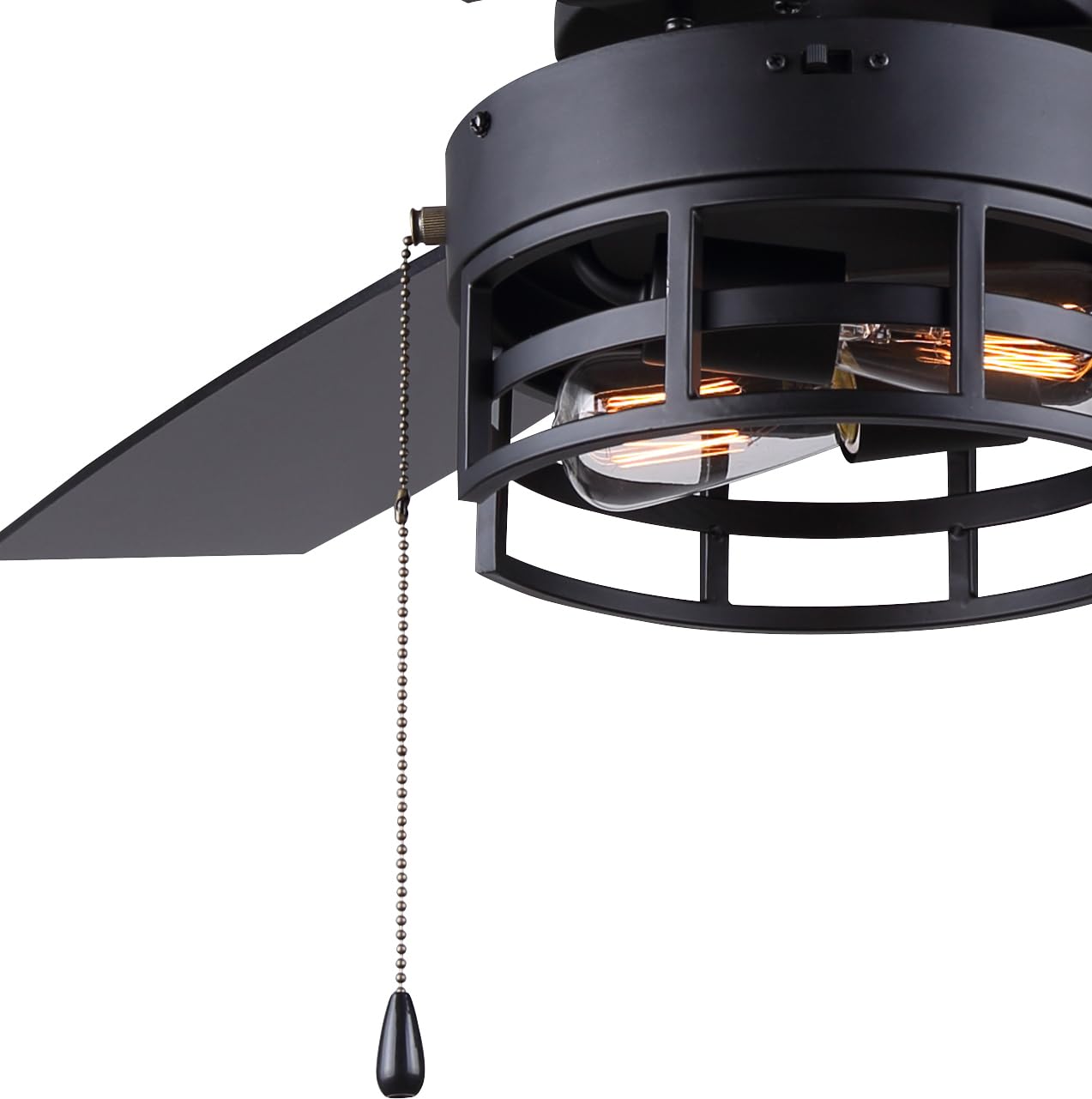 Canarm Attley Matte Black 42" Ceiling Fan - Contemporary Style with 3 MDF Blades, Efficient Downrod Mount, Pull Chains, Bulbs Included