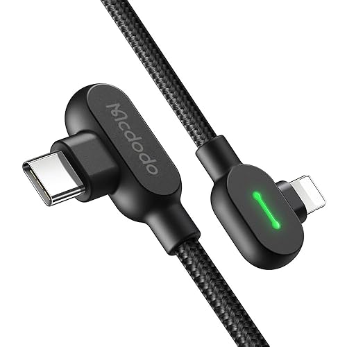 mcdodo LED 36W PD Fast Charge Cord Nylon Braided Sync Charge USB Data 4FT Cable Compatible14/13/12/11 Pro Max (Black, 4FT/1.2M)