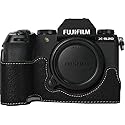 X-S20 Case, BMAOLLONGB Handmade PU Leather Half Camera Case Bag Cover Bottom Opening Version for Fujifilm X-S20 XS20 with Hand Strap (Black)