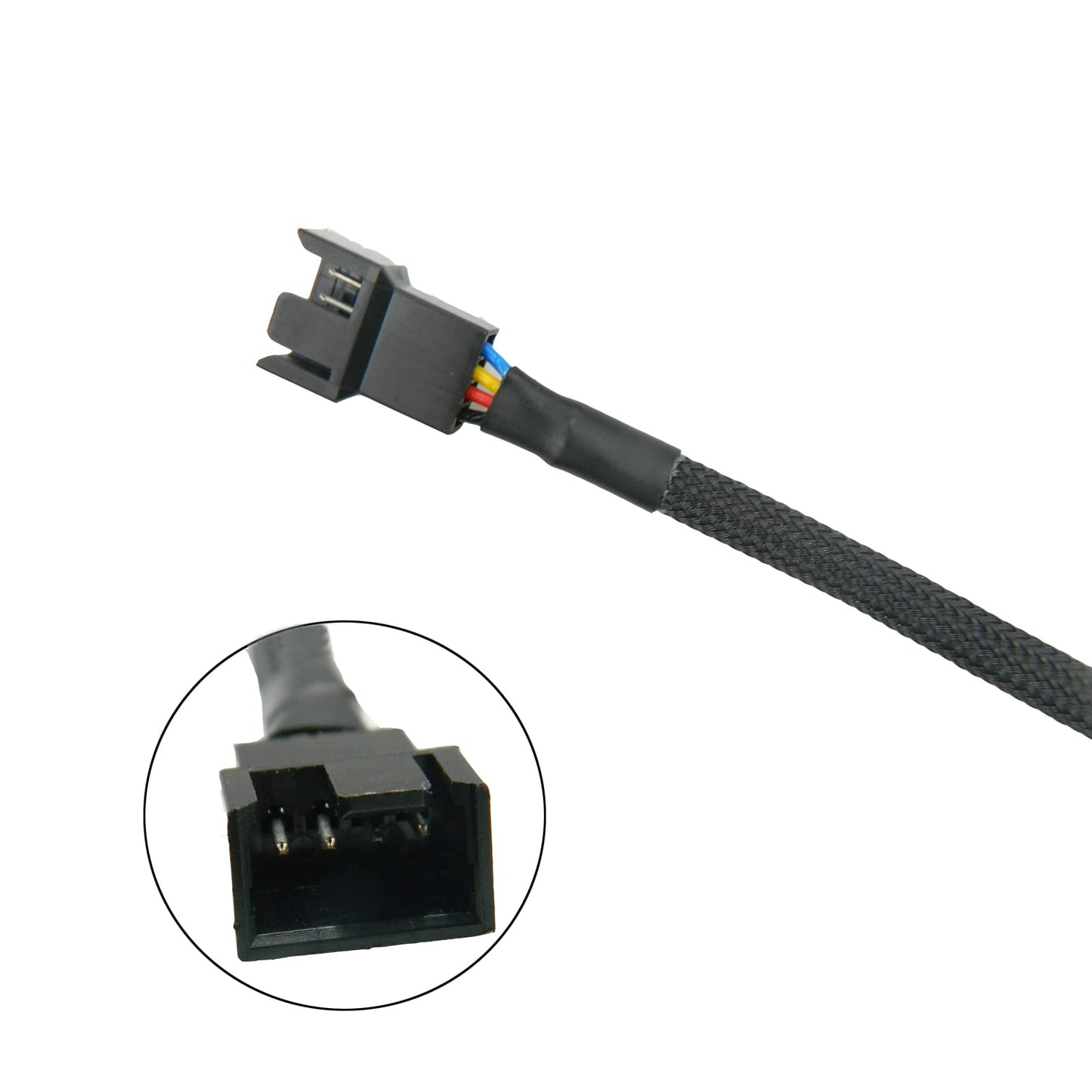 5PCS 4-Pin PWM Fan Splitter Cable Sleeved Braided Adapter Computer PC Fan Extension Power Supply Cable Converter Cord Wire Compatible with Computer
