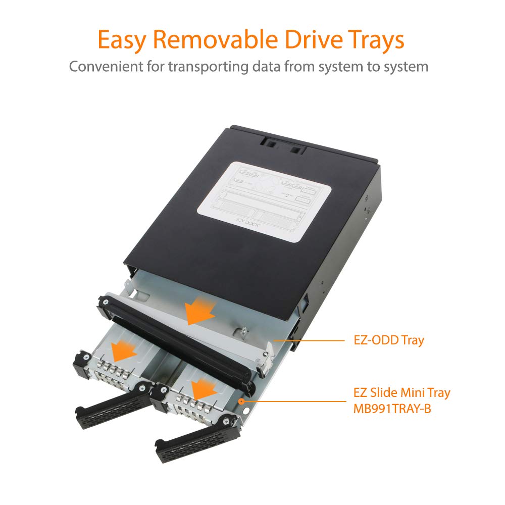 ICY DOCK Full Metal 2 Bay 2.5" SAS/SATA HDD & SSD Backplane Cage with Slim ODD Tray for External 5.25" Bay | ToughArmor MB994IPO-3SB