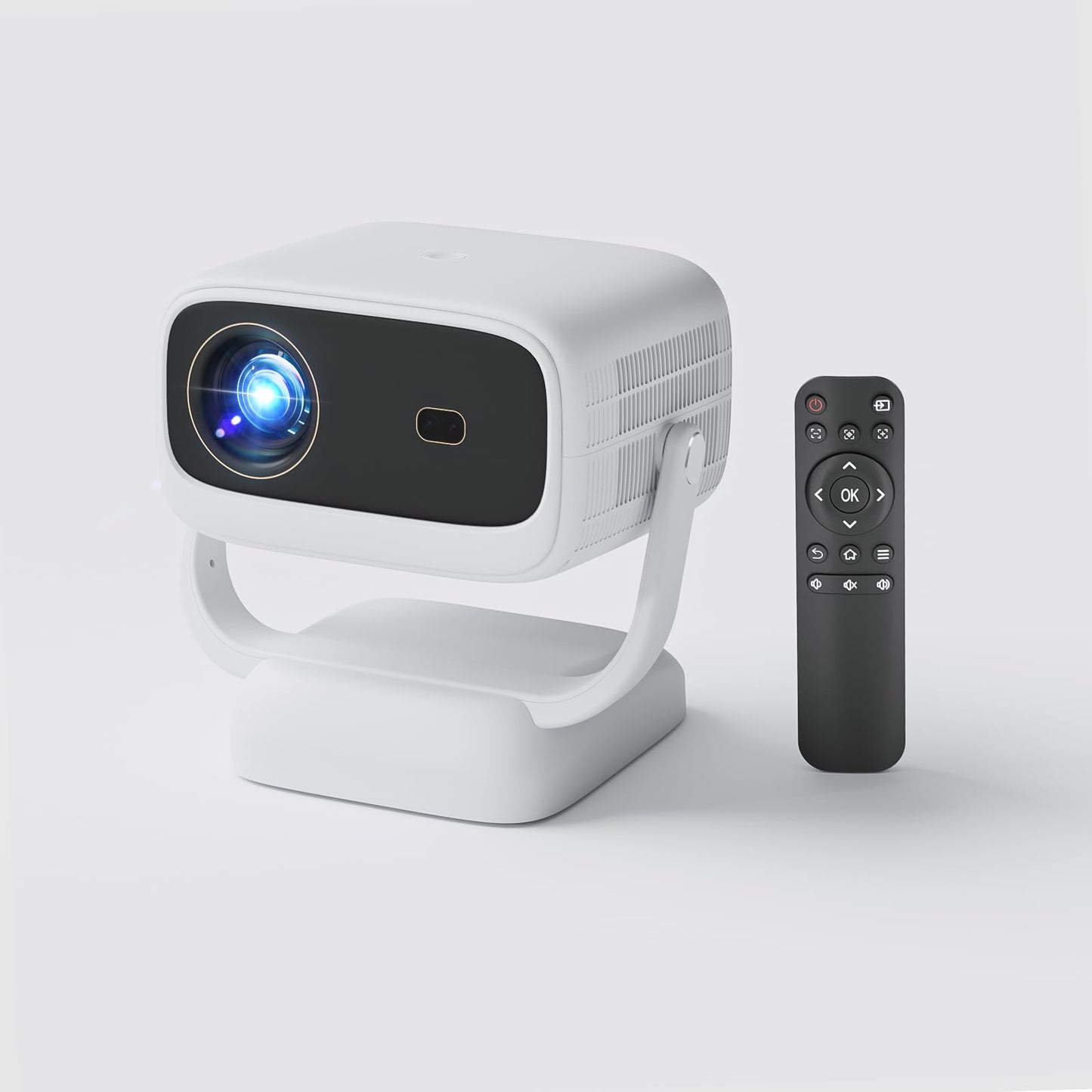 Portable WiFi Bluetooth Projector, 4K Support Smart Mini Projector with Rotatable Stand, 1080P FHD Home Cinema Projector for Movie Film, Work