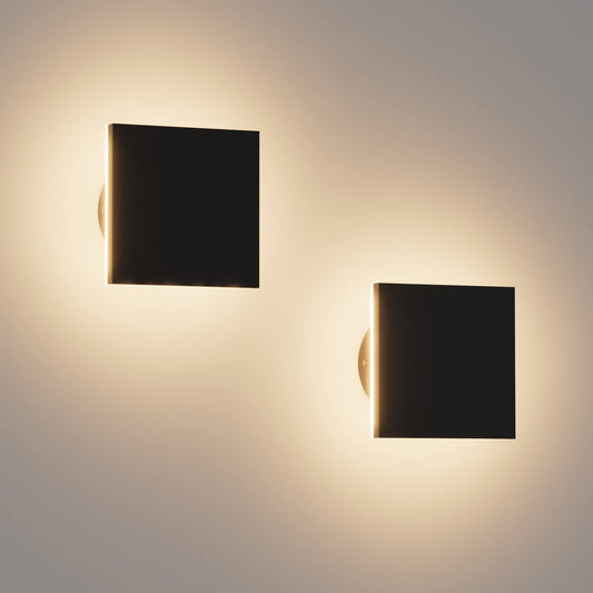 Aoceley 2 Packs LED Wall Light Outdoor Indoor Modern Wall Sconce Mini Wall Sconce Black Modern Outdoor Wall Lights Aluminum Porch Lights Outside Wall