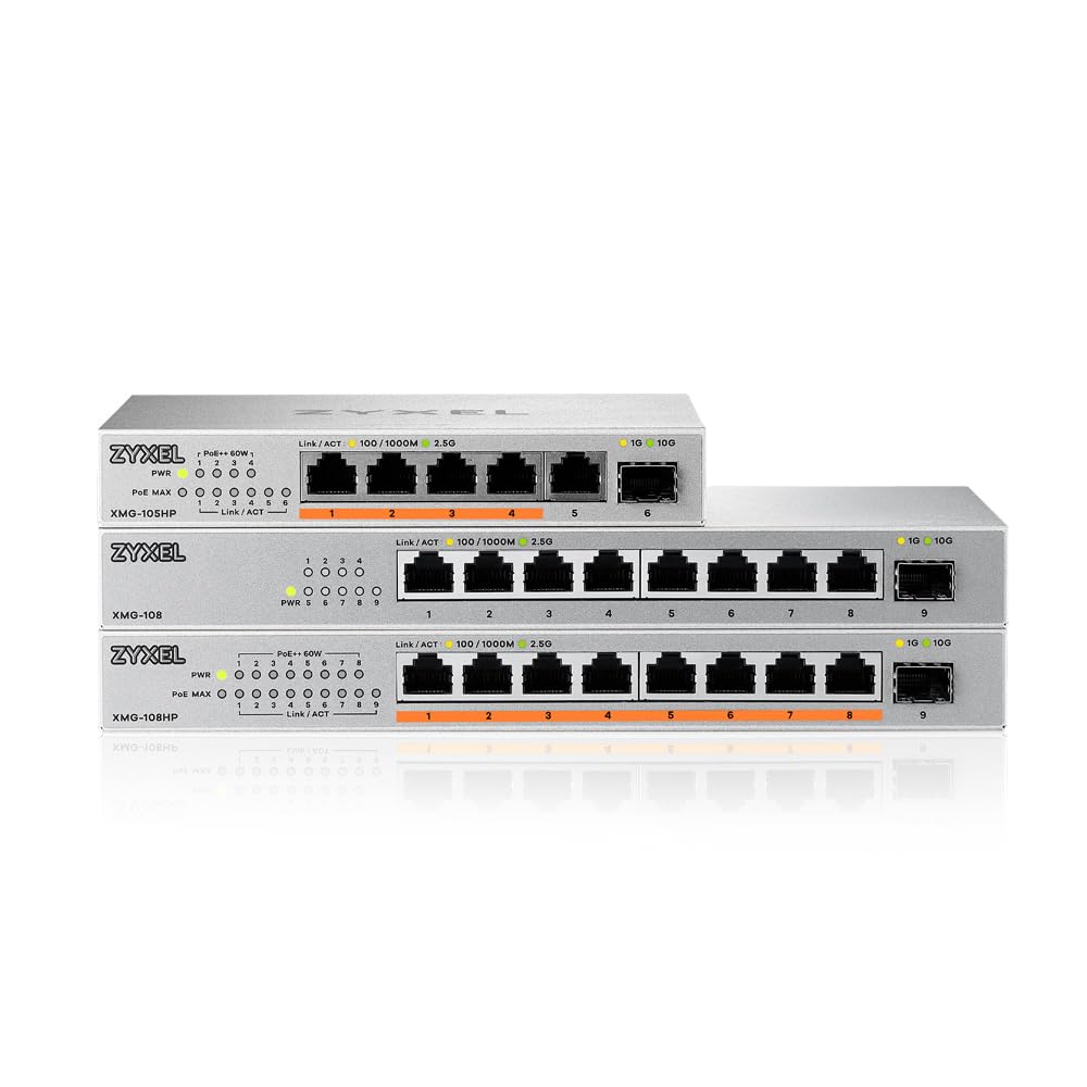 Zyxel 5 Port PoE Network Switch | 2.5Gb Multi Gigabit Switch | Unmanaged | 5X 2.5G, 1x 10G SFP+ | 4X PoE++ 70W Budget | Easy Installation | Fanless