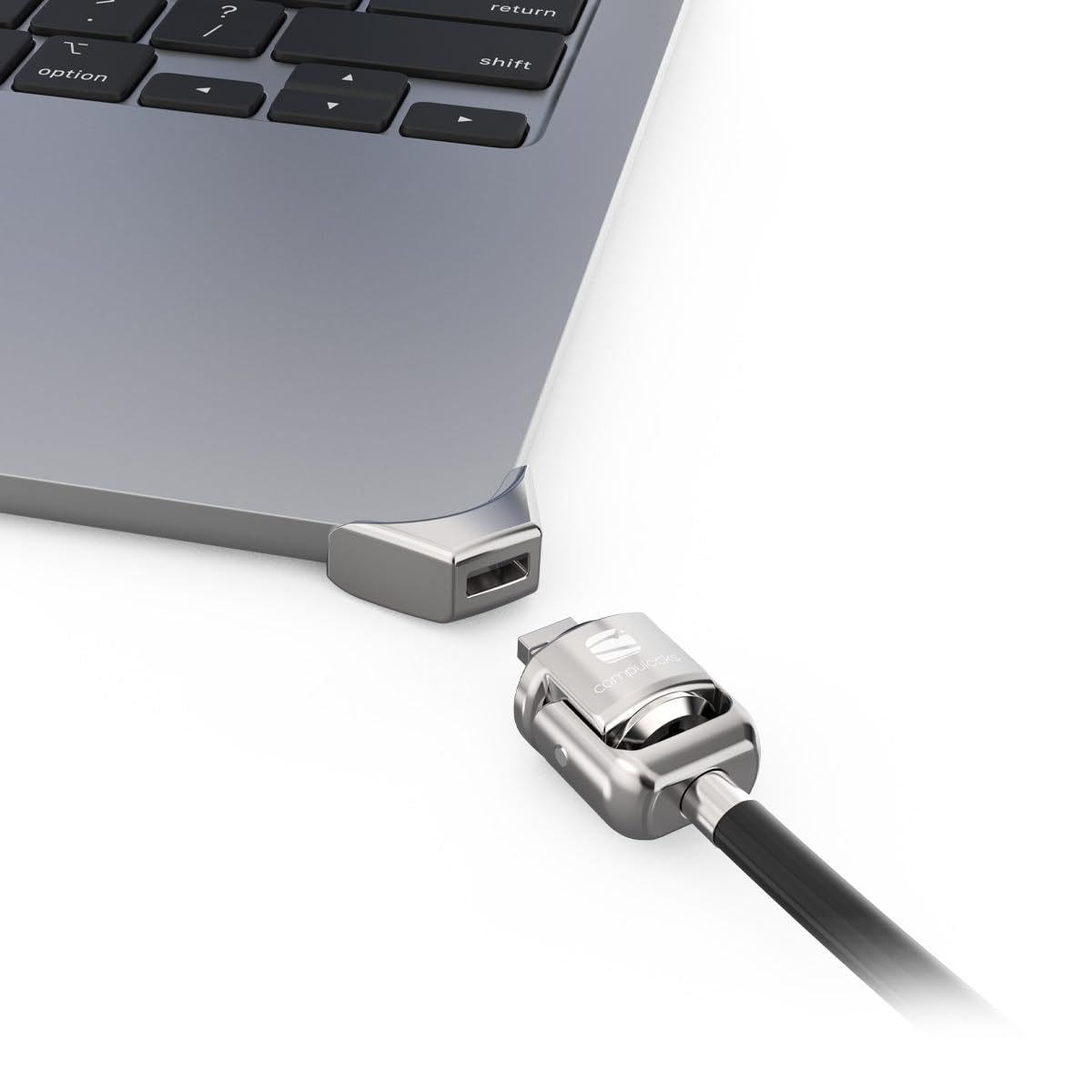 Compulocks Ledge Lock Adapter for MacBook Air 15" M2-M4 - Keyed Cable Lock in Silver & Black, Secure Laptop Theft Protection Design, Anti-Theft
