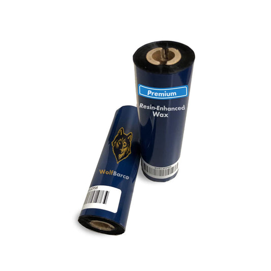Wolfbarco 12 Rolls 4.33" x 243' (110mm x 74m) Premium Resin Enhanced Wax Thermal Transfer Ribbon 1/2" Core, Coated Side Out for Zebra Printers