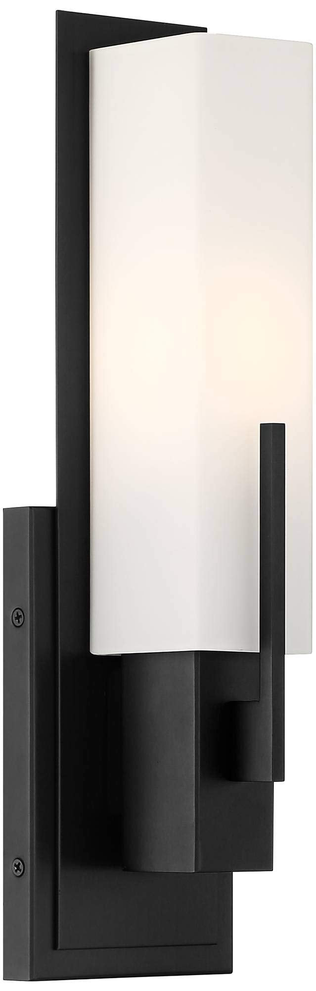 Possini Euro Design Midtown Modern Wall Light Sconce Black Hardwired 4 1/2" Fixture Opal White Glass Rectangular Shade for Bedroom Bedside Bathroom