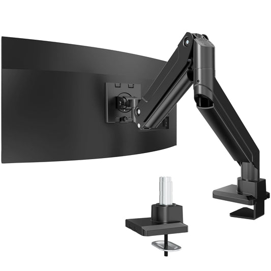Heavy Duty Monitor Arm for Ultrawide Screens up to 49 inch and 39.6lbs, Premium Aluminum Single Desk Mount Stand with Gas Spring, VESA 75x75/100x100