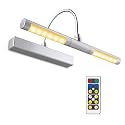 BIGLIGHT Wireless Battery Operated LED Picture Light with Remote, 13In Rotatable Light Head with 3 Lighting Modes, Dimmable Display Lamp with Timer