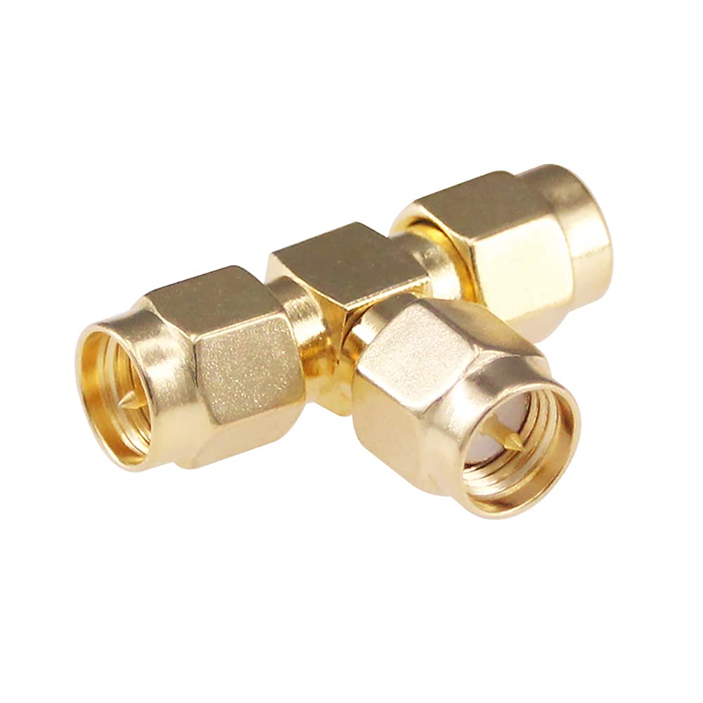 RFaha 3pcs Antenna Adapter SMA Male to Dual SMA Male Connector T Type 3 Way Splitter Antenna Converter(NOT for TV)(F09-3)