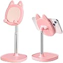 Hearsky Cute Cat Phone Stand, Cat Head Cell Phone Holder for Desk,Angle&Height Adjustable Compatible with All