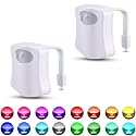 BSASHF 2-Pack Toilet Night Light, Motion-Activated LED Lamp with UV Light, 16-Color Changing, Tap-Activated, Smart Night Light for Bathroom Toilet