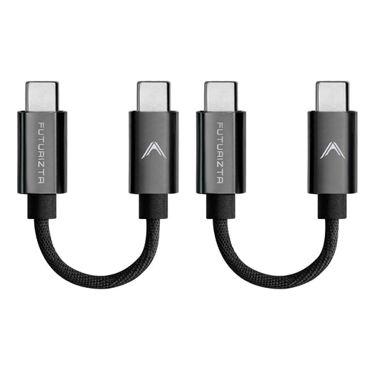 Futurizta Tech® Zeus-X Short USB-C to USB-C Cable 2 Packs (0.33ft/0.1m) 60W 20V/3A Type-C Fast Charging Cable QC3.0 QC4.0 Compatible with Samsung