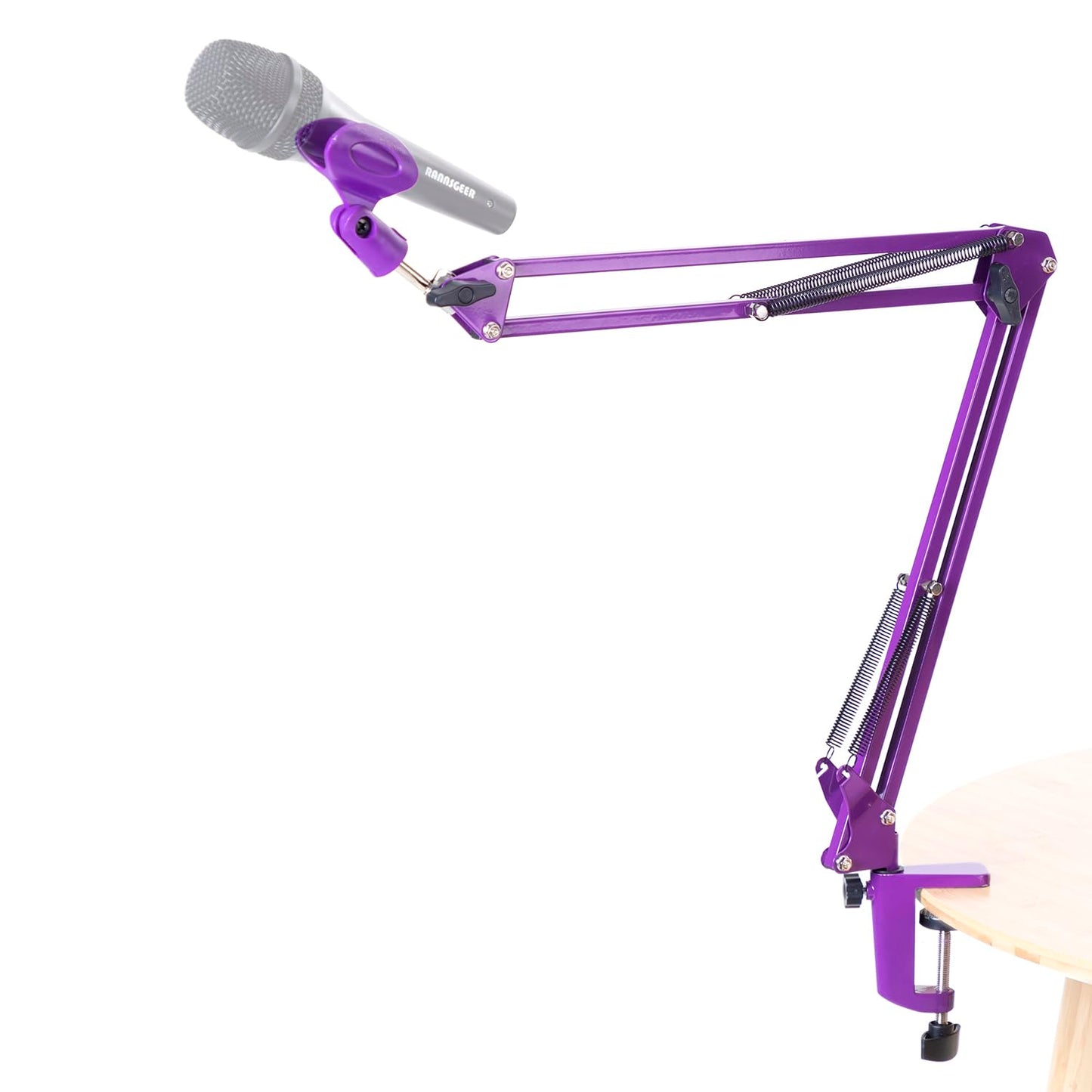 Rannsgeer Desktop Microphone Boom Arm - Heavy Duty Adjustable Metal Mic Stand (Purple)