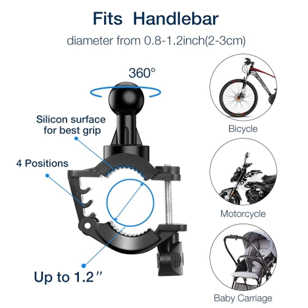 Fonus Handlebar Bicycle Mount for Galaxy A03s A13 A14 A23 A53 A54 5G Phones - Silicone Holder Bike Non-Slip Strap Shockproof M9V Compatible