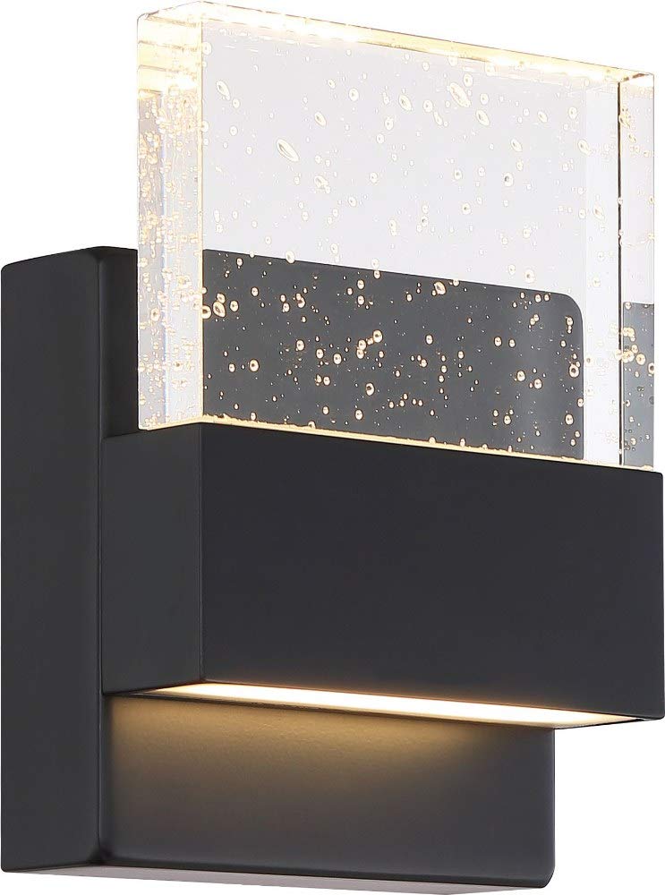 Nuvo Matte Black Finish with Seeded Glass