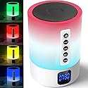 Night Lights Bluetooth Speaker, Hompot Touch Sensor LED Bedside Lamp + Dimmable Warm Light & Color Changing, Bedroom Alarm Clock, MP3 Music Player