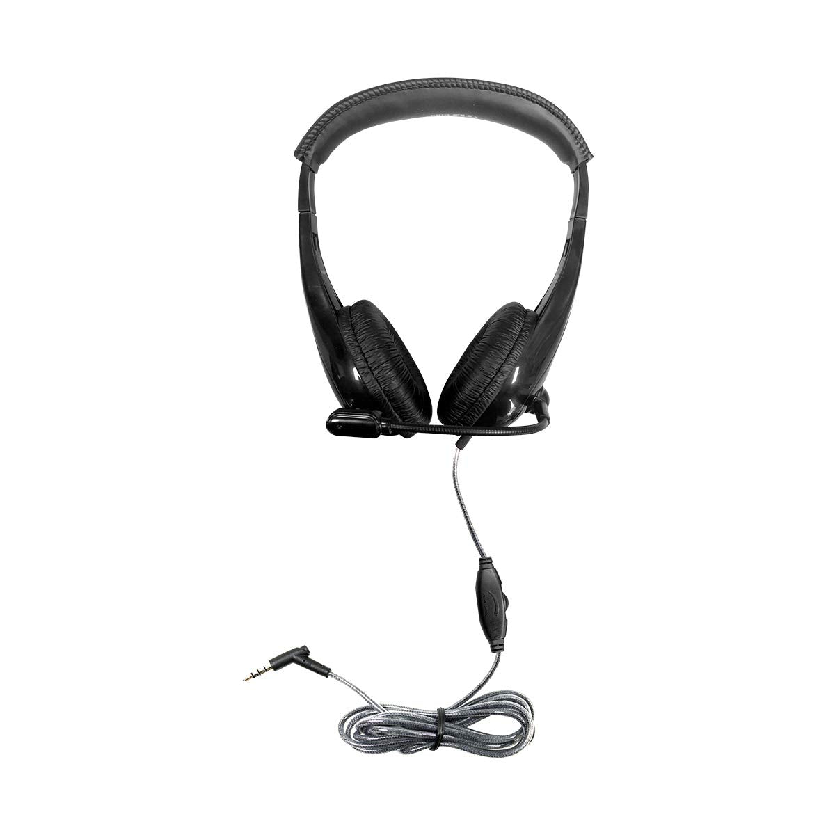 HamiltonBuhl Motiv8 Mid?Sized Multimedia Headset - In?Line Volume Control, Steel Gooseneck Microphone, 3.5mm Slim?Barrel Plug, Leatherette Cushions