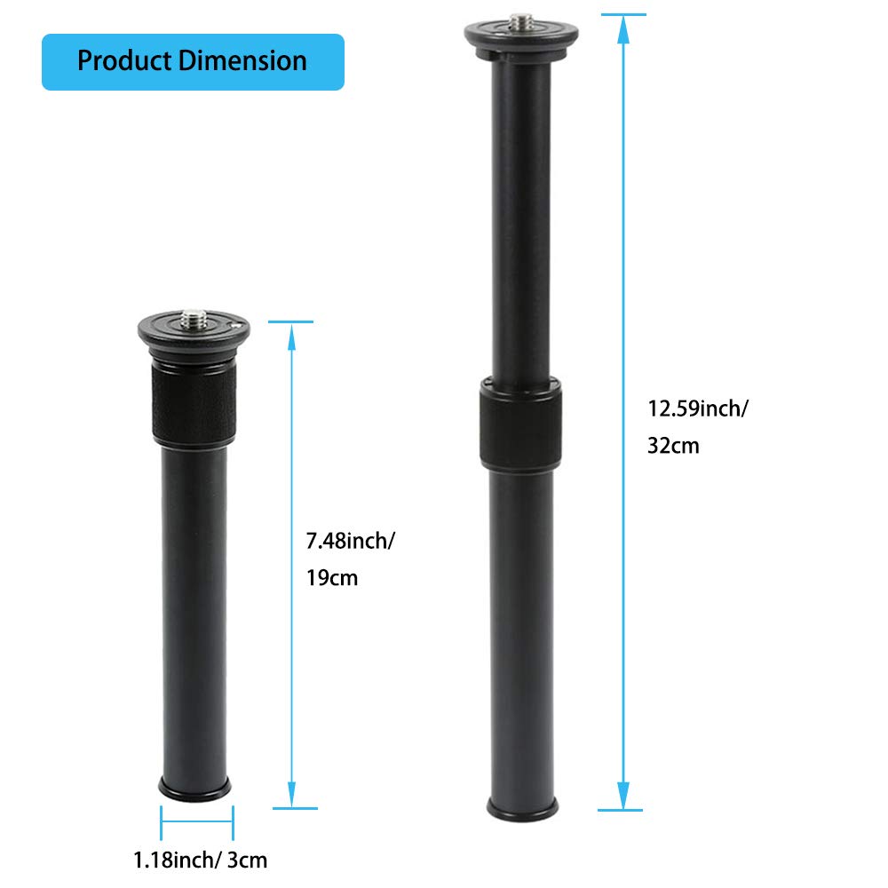 Tripod Center Column Extension Extender Telescopic 2 Section Pole Rod for Photo Studio Monopod Camera DSLR