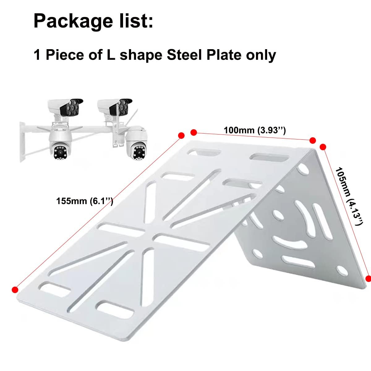 SamIdea CCTV Steel Camera Mount Bracket Adapter, L-Shape Security Camera Mount Plate, Universal Wall Ceiling Mounting Brackets for PTZ Camera and Dome