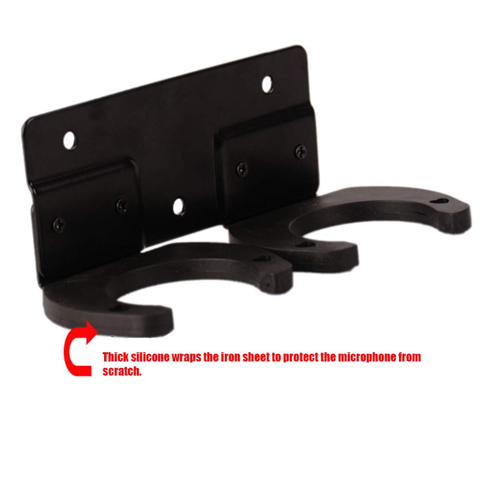BNYTXV Microphone Stand, Microphone Wall Mount Stand Mic Clip Holder, Hold Up to 2 Micphones