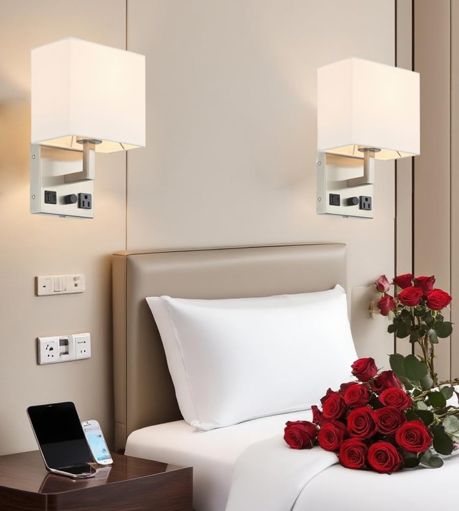 HomeFocus Bedside Wall Light,Wall Lamp,Wall Sconces for Bedside,Nickel.