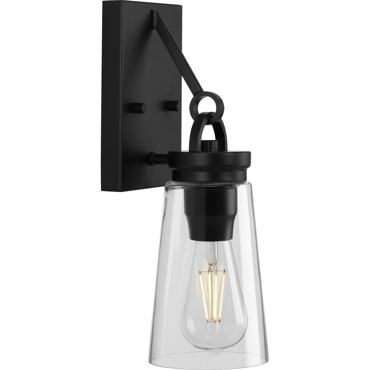 Progress Lighting P710097-031 Transitional One Light Wall Bracket from Stockbrace Collection in Black Finish,Matte Black, 13.50x4.75x5.50