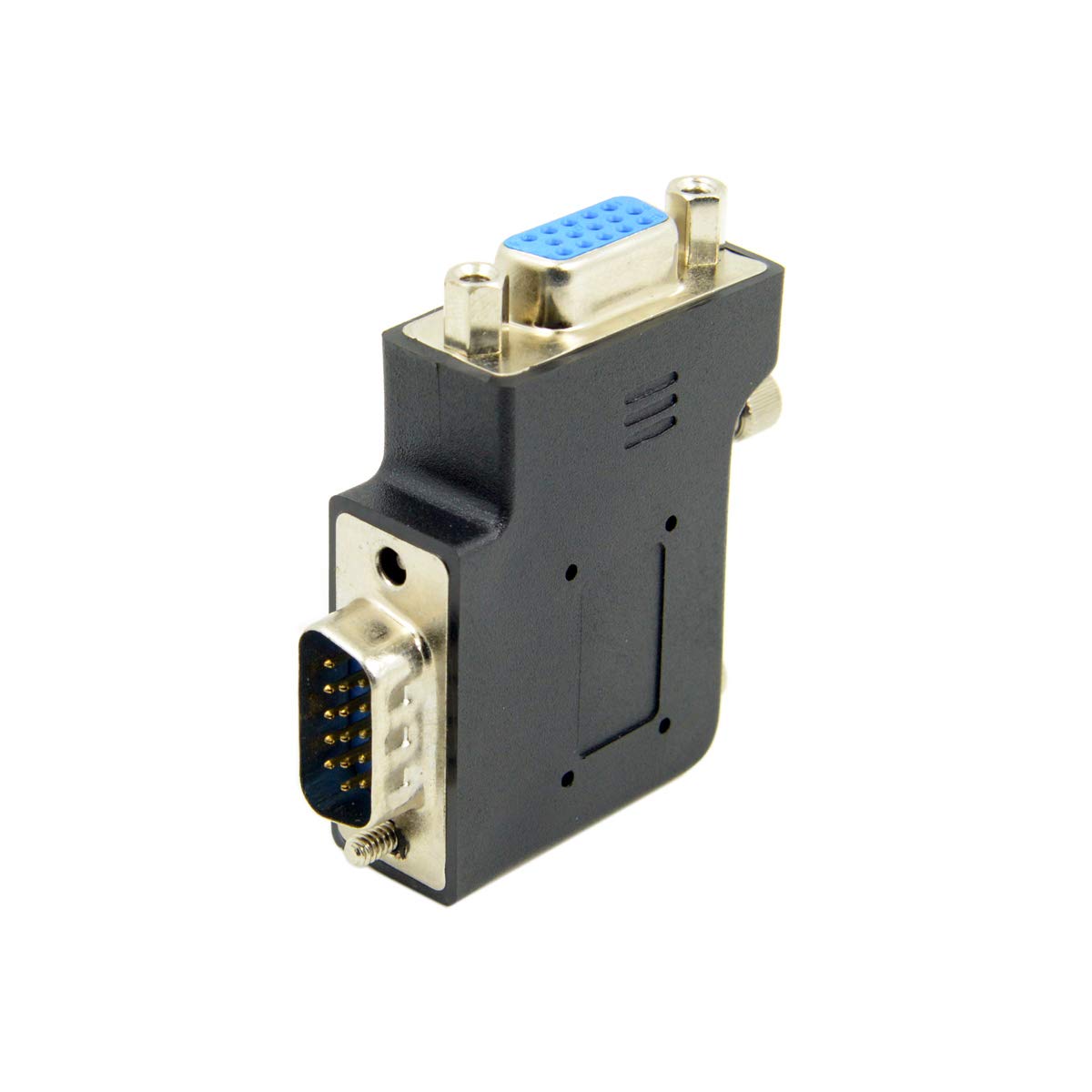 chenyang Vertical Flat Left Angled 90 Degree VGA SVGA Male to Female Extension Adapter Black