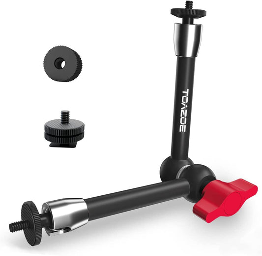 Adjustable Magic Arm, TOAZOE 11 Inch/28 cm Articulating Friction Arm Camera Mount with Both 1/4" Thread Screw Compatible with Camera, LCD Monitor