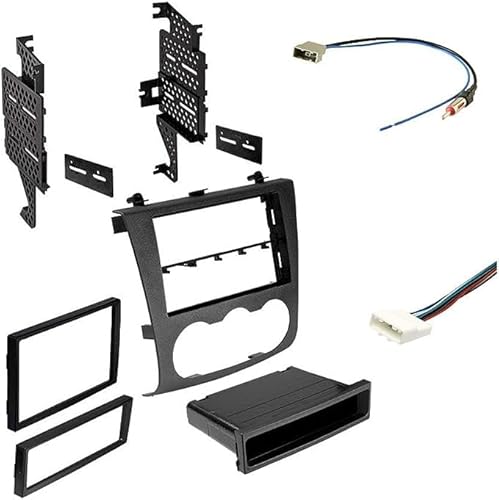 American International Nissan Altima (2007-2012 Sedan or Coupe) Double DIN Radio Installation Dash Kit, Car Audio Wiring Harness & Antenna Adapter