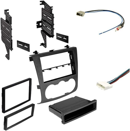 American International Nissan Altima (2007-2012 Sedan or Coupe) Double DIN Radio Installation Dash Kit, Car Audio Wiring Harness & Antenna Adapter