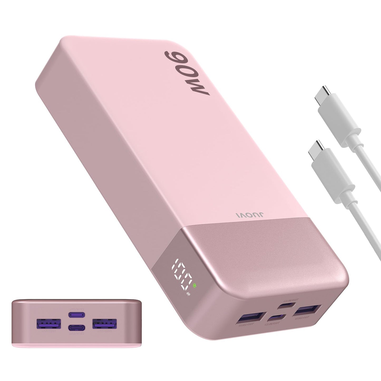 JUOVI Portable Charger, 90W Laptop Power Bank 20000mAh Portable Phone Charger, Power Bank Fast Charging with 2 USB-C & 2 USB-A Ports,Battery Bank
