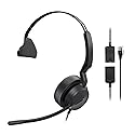 Yealink Phone Headsets for Office Phones YHS36 E2 QD to RJ9 Wired Headset Compatible with Poly Snom Phones Desk Landline VoIP Headset with Microphone