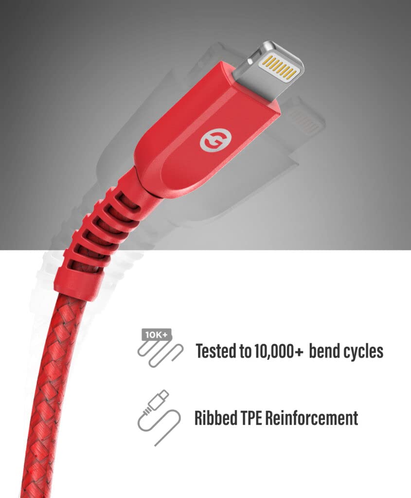 GALVANOX Braided Nylon Lightning to USB C Cable [2 Pack] 5 FT Apple MFi Certified Fast Charging iPhone Charger for iPhone 11/12/13/14 Pro Max (Red)