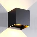 LANFU LED Aluminum Waterproof Outdoor Wall Sconce, 100-277V 3000K Outdoor Cube Square Wall Light Warm Light 2 LEDs Black 6W Outside Wall Lights
