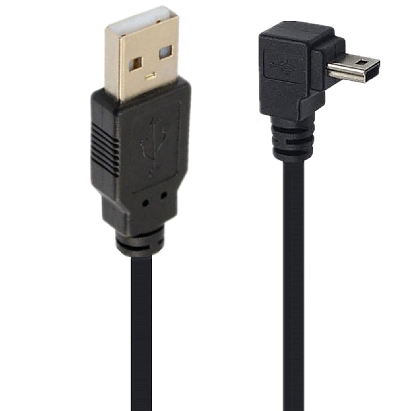 SHANFEILU 90 Degree Mini USB Cable Angle Mini 5pin USB B Male to USB 2.0 Male Data Sync Charging Extension Cable for GPS Dash Cam Black Down Angle