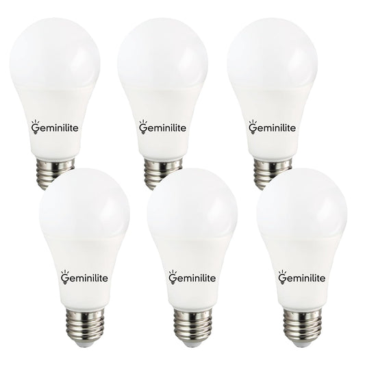 Geminilite A19 LED Bulbs 100W Equivalent 15W 6500K Daylight 6 Pack