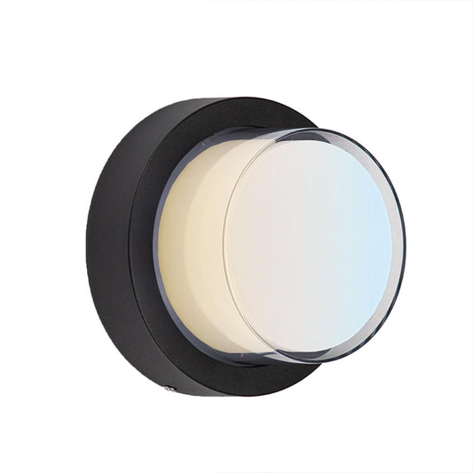 Sunlite 85104 LED Round Modern Outdoor Light Fixture, 12 Watts, 850 Lumens, Color Selectable 30K/40K/50K, 90 CRI, ETL Listed, Black, for Entryway
