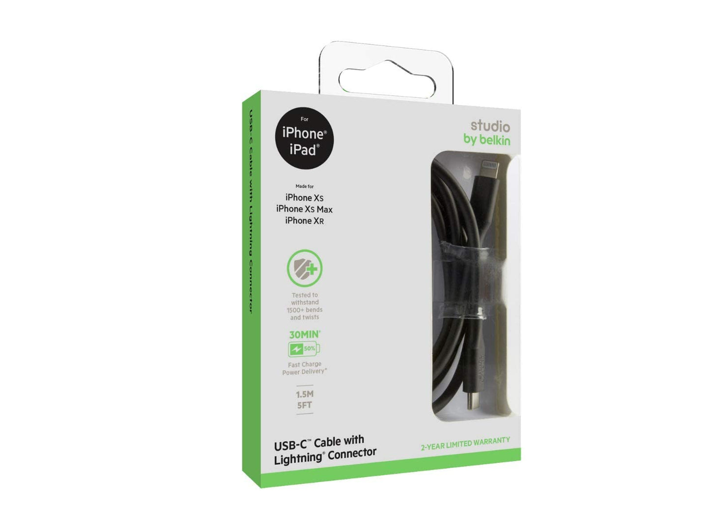 Belkin Studio USB-C to Lightning Cable 5ft Fast Charging for iPhone & iPad