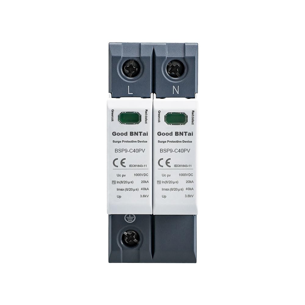 Good BNTai DC Surge Protector, 40KA 1000VDC Voltage Surge Protective Device Protection Device DIN Rail Mount Lighting Protection (BSP9-C40PV 2P 40KA