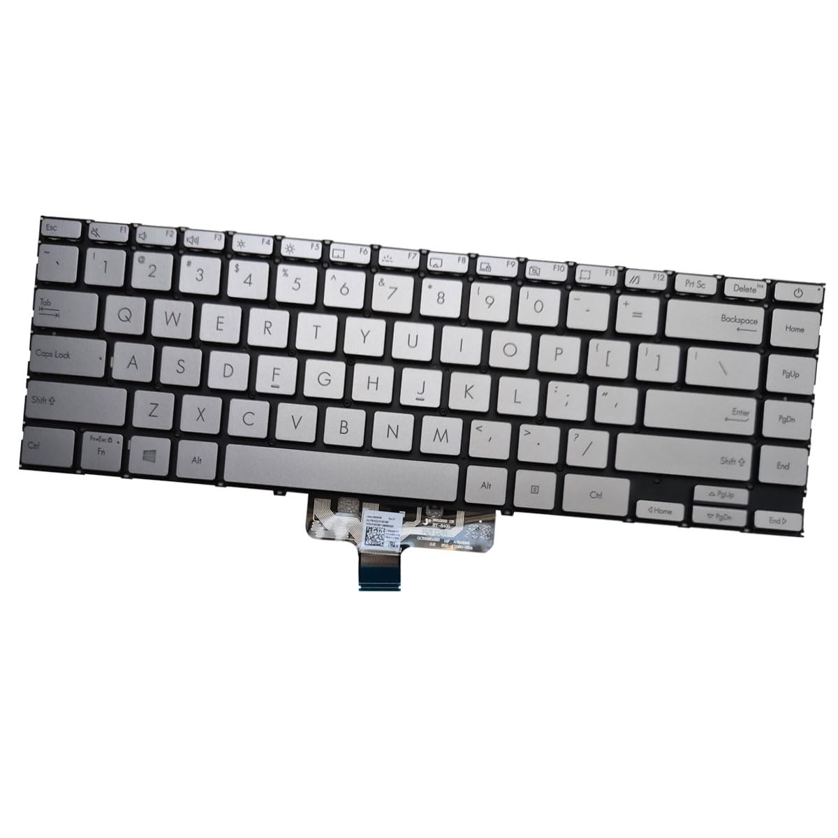 Laptop US Keyboard Compatible for Asus Zenbook 14 Q408 Q408U Q408UG Q407 Q407I Q407IQ Backlit (Silver)