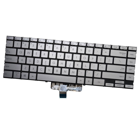 Laptop US Keyboard Compatible for Asus Zenbook 14 Q408 Q408U Q408UG Q407 Q407I Q407IQ Backlit (Silver)
