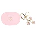 AIIEKZ Compatible with Beats Studio Buds 2021, Soft Silicone Case with Gold Heart Pattern for Beats Studio Buds Case with Cute Butterfly Keychain