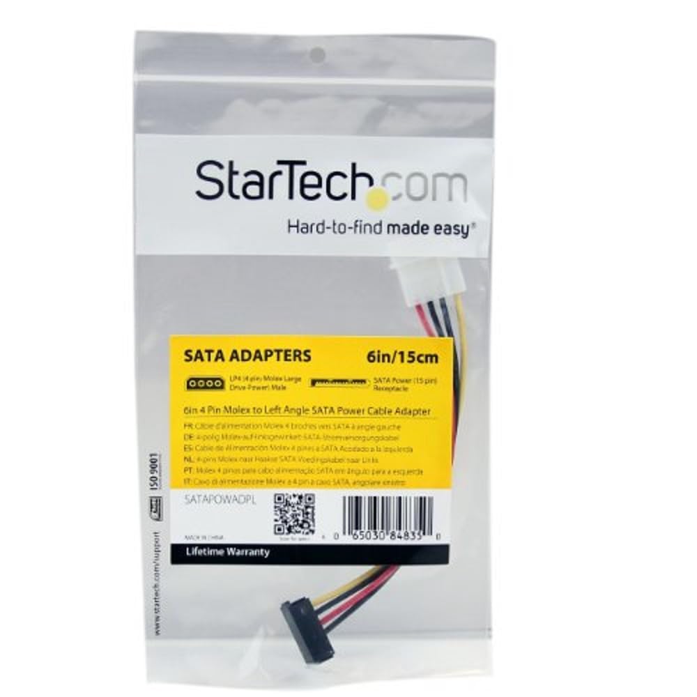 StarTech.com 6in 4 Pin LP4 to Left Angle SATA Power Cable Adapter - LP4 to SATA Power Adapter (SATAPOWADPL)